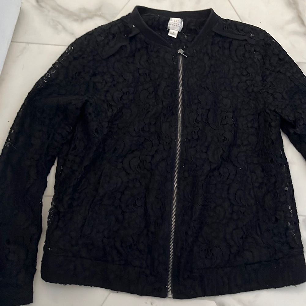 Lauren Conrad zip up lace bomber